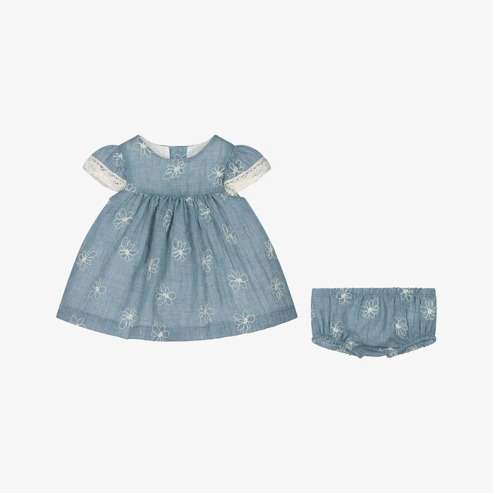 Baby Stickerei Gänseblümchen Kleid - Blaustein von Mayoral