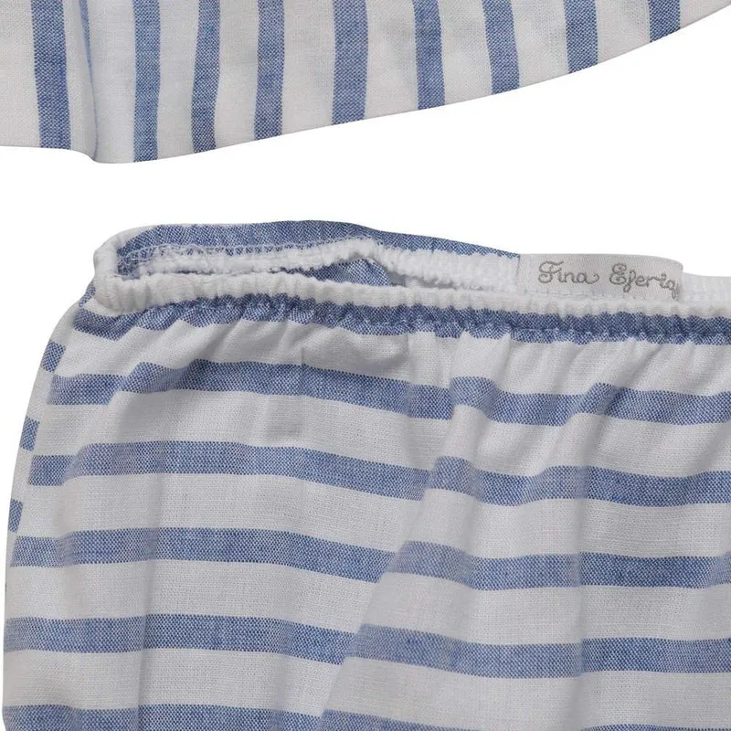 Blaues gestreiftes Kleid mit Bloomers für Baby-Mädchen