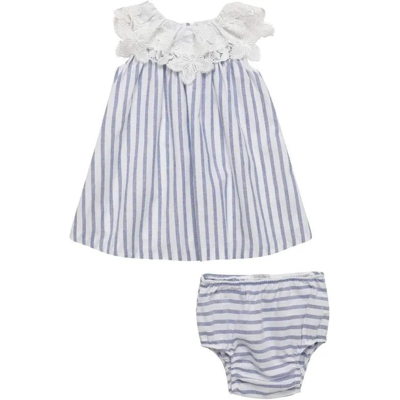 Blaues gestreiftes Kleid mit Bloomers für Baby-Mädchen