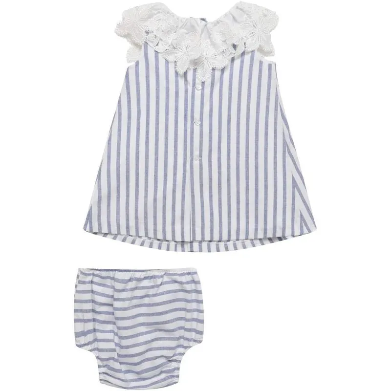 Blaues gestreiftes Kleid mit Bloomers für Baby-Mädchen