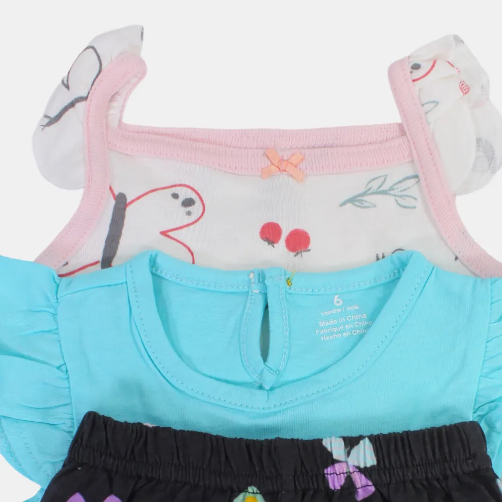 Baby-Mädchen Baumwoll 3-teiliges Outfit-Set – Aqua mit Schmetterlingsdesign