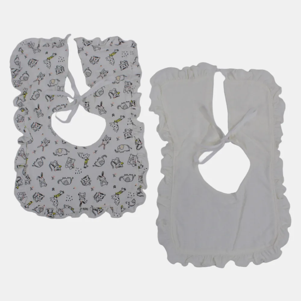 Baumwoll-Lätzchen für Mädchen – Set mit 2 Stück (Tier-Motiv)