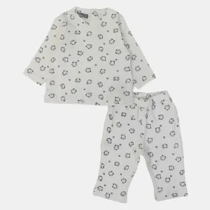 Baby-Mädchen Baumwoll-Outfit-Set – Bedrucktes Cremefarbenes Vergnügen