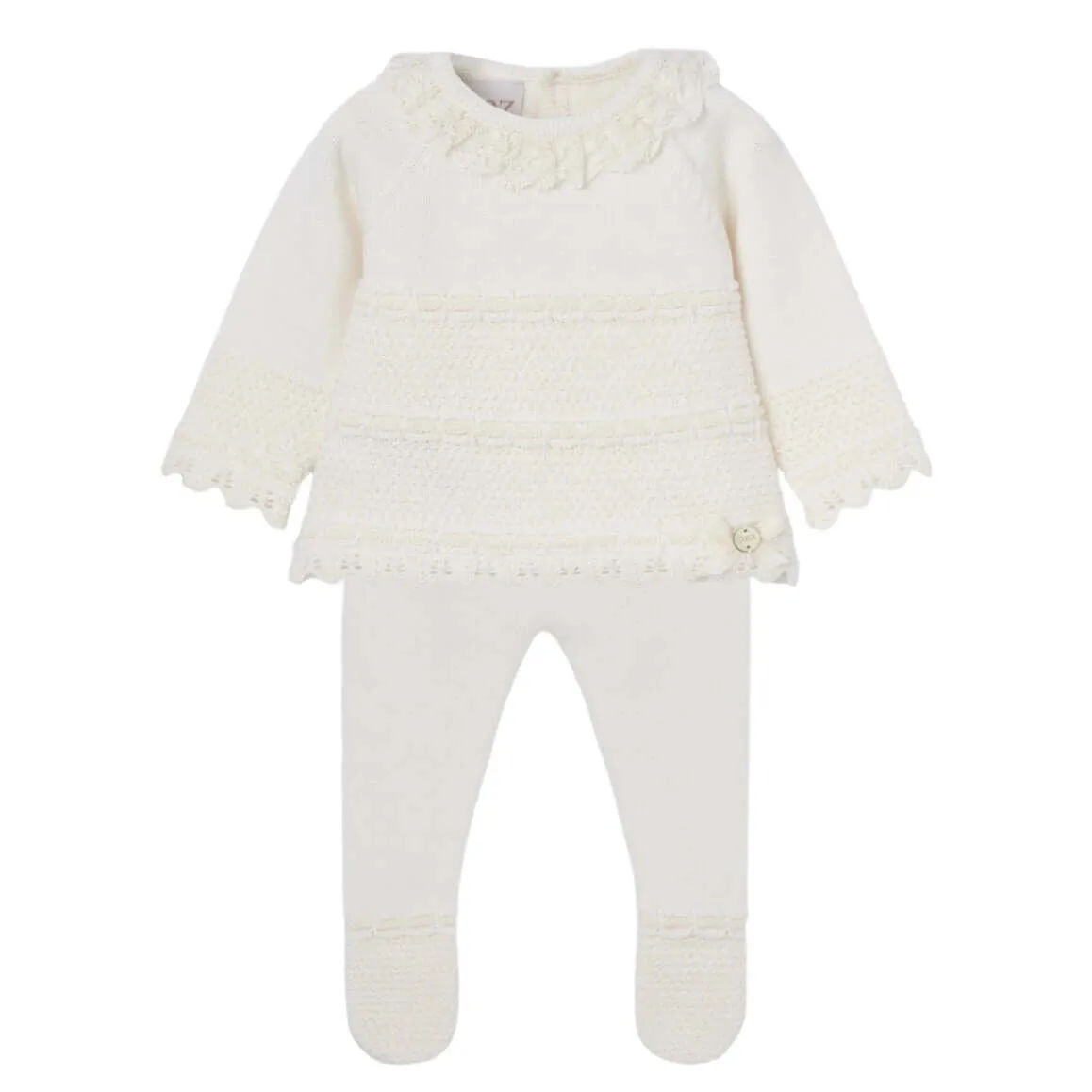 Cremefarbenes Strick-Set für Babygirls