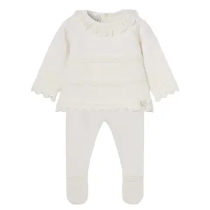 Cremefarbenes Strick-Set für Babygirls