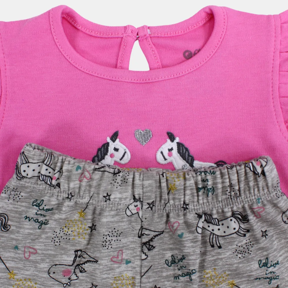 Mädchen Schlafanzug-Set – Pink mit Einhorn-Motiv