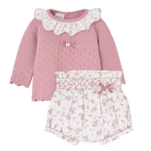 Rosa Blumen Strick-Set für Baby Mädchen