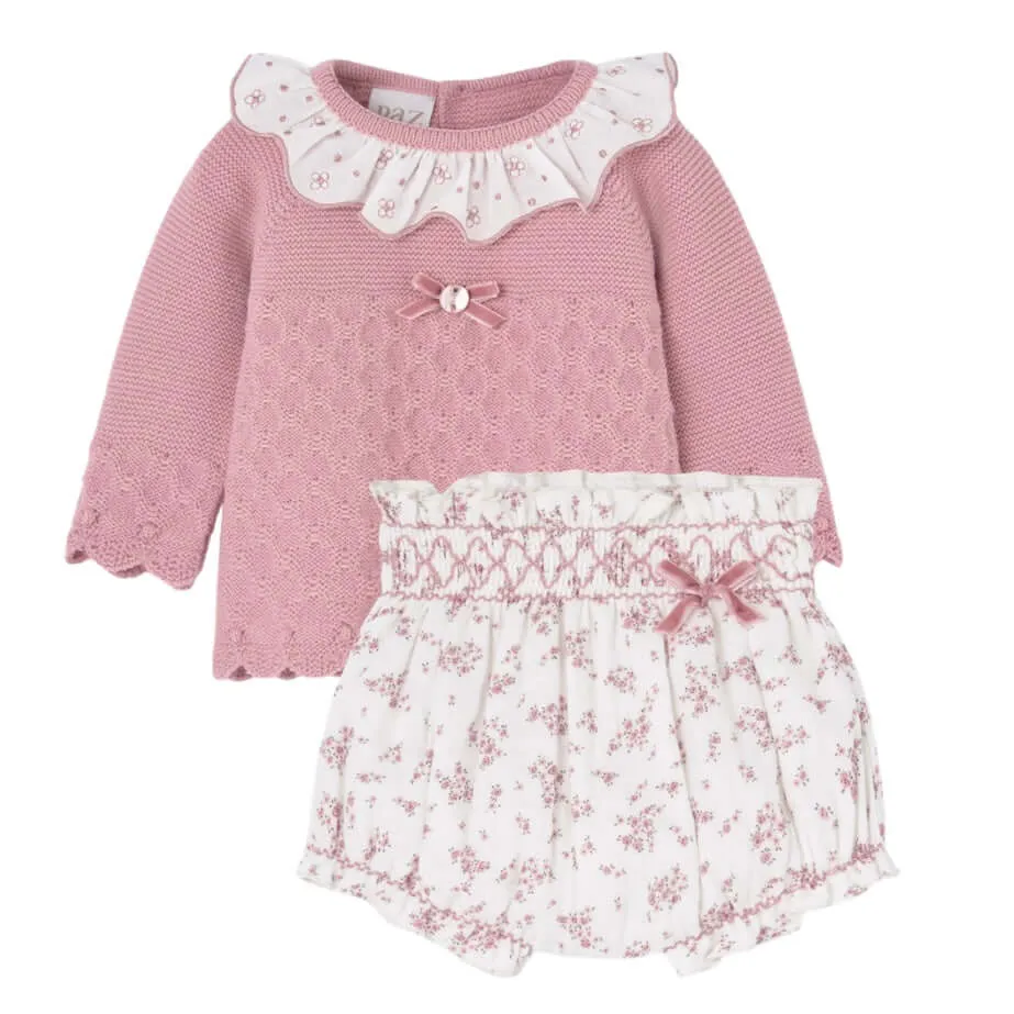Rosa Blumen Strick-Set für Baby Mädchen