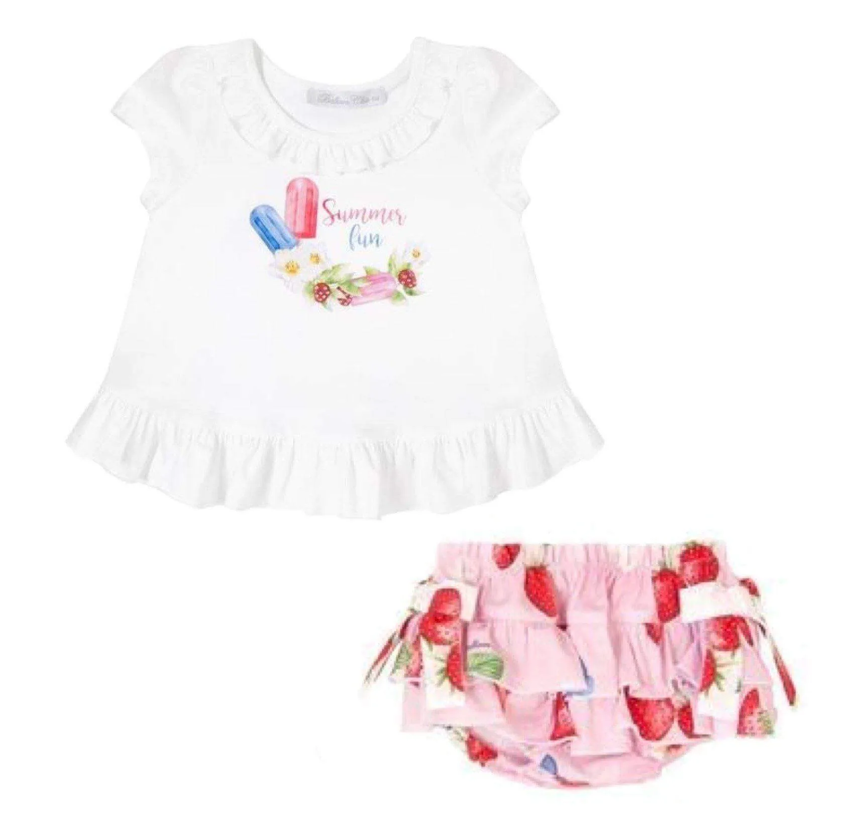 Baby-Mädchen T-Shirt & Bloomers Set