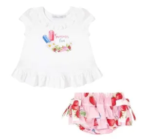 Baby-Mädchen T-Shirt & Bloomers Set