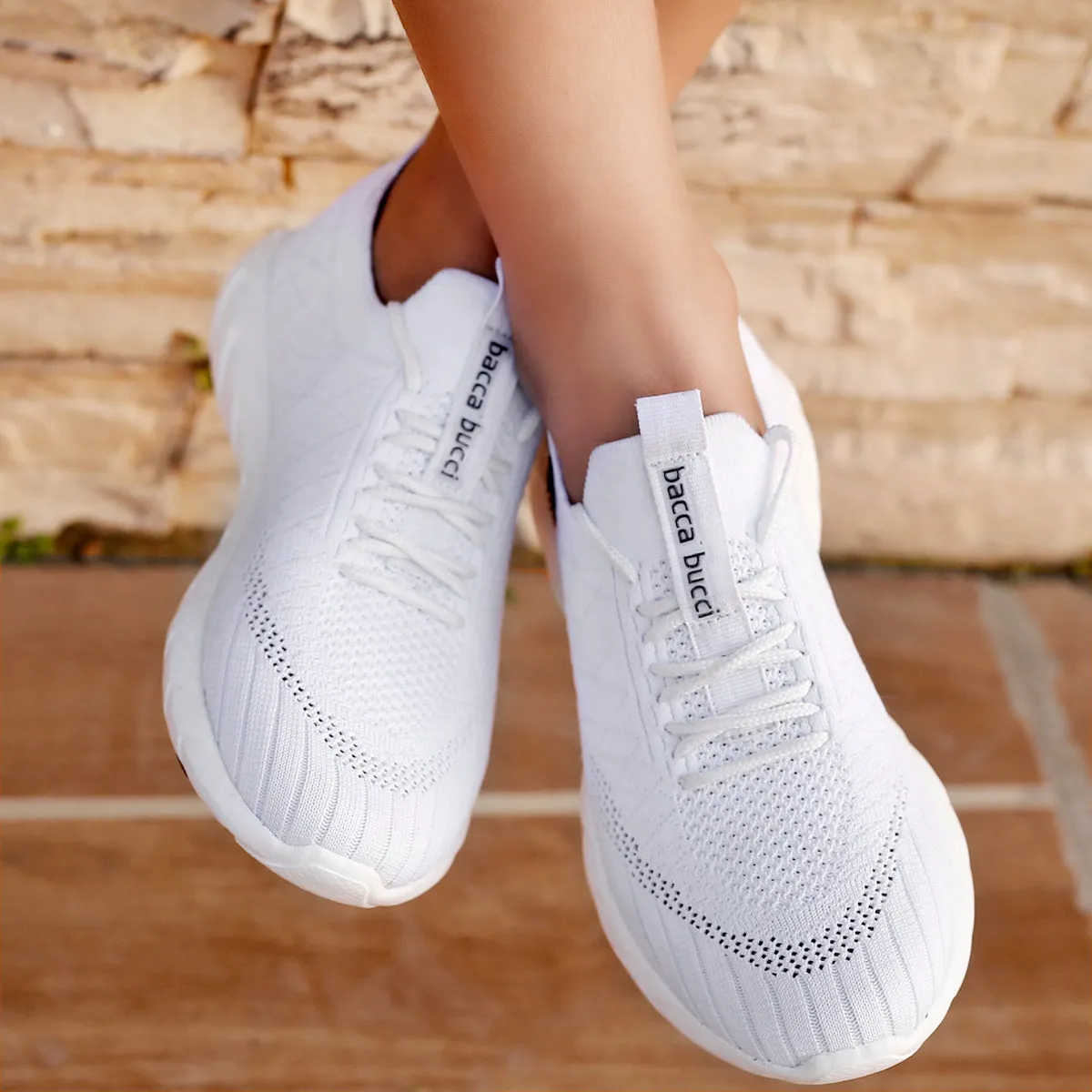 Bacca Bucci WAVE RIDER Damen Sneaker | Weiße Freizeitschuhe für Damen