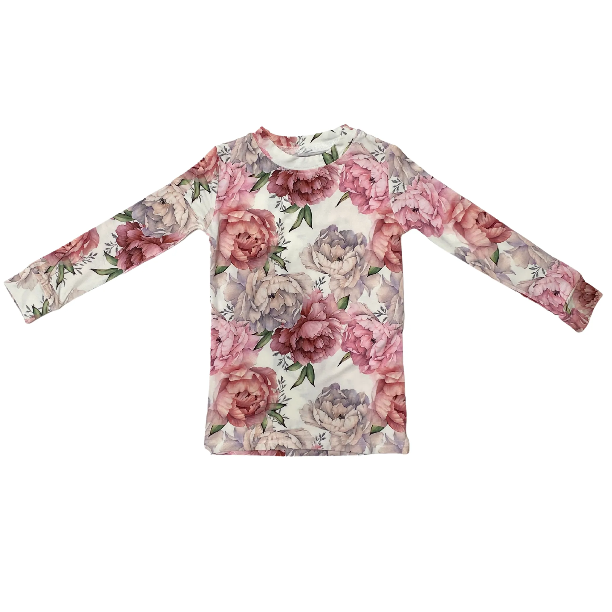 Bambus-Viskose-Zweiteiler-Pyjama-Set mit Pfingstrosen-Print für Kinder