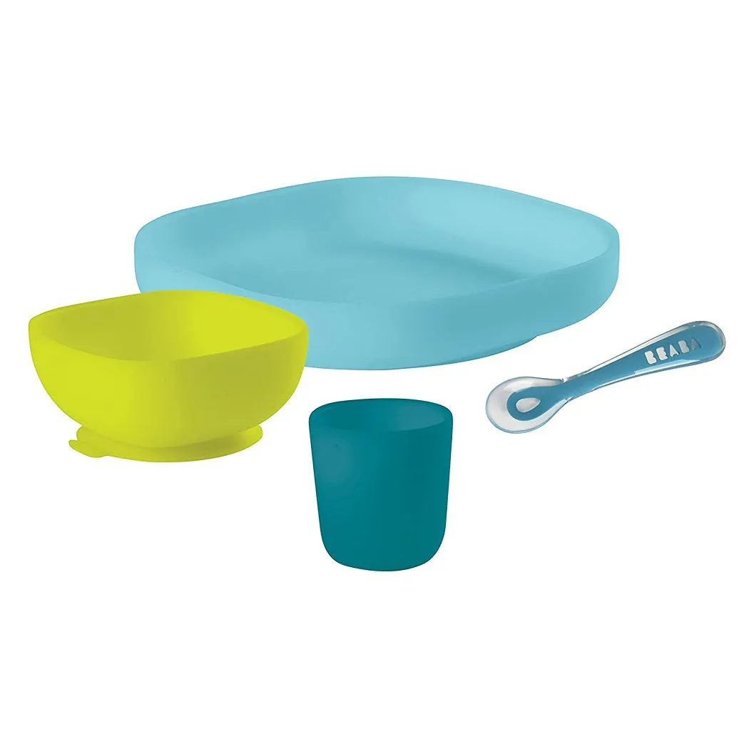 BEABA Silikon-Fütterungsset - 4-teilig (Blau)