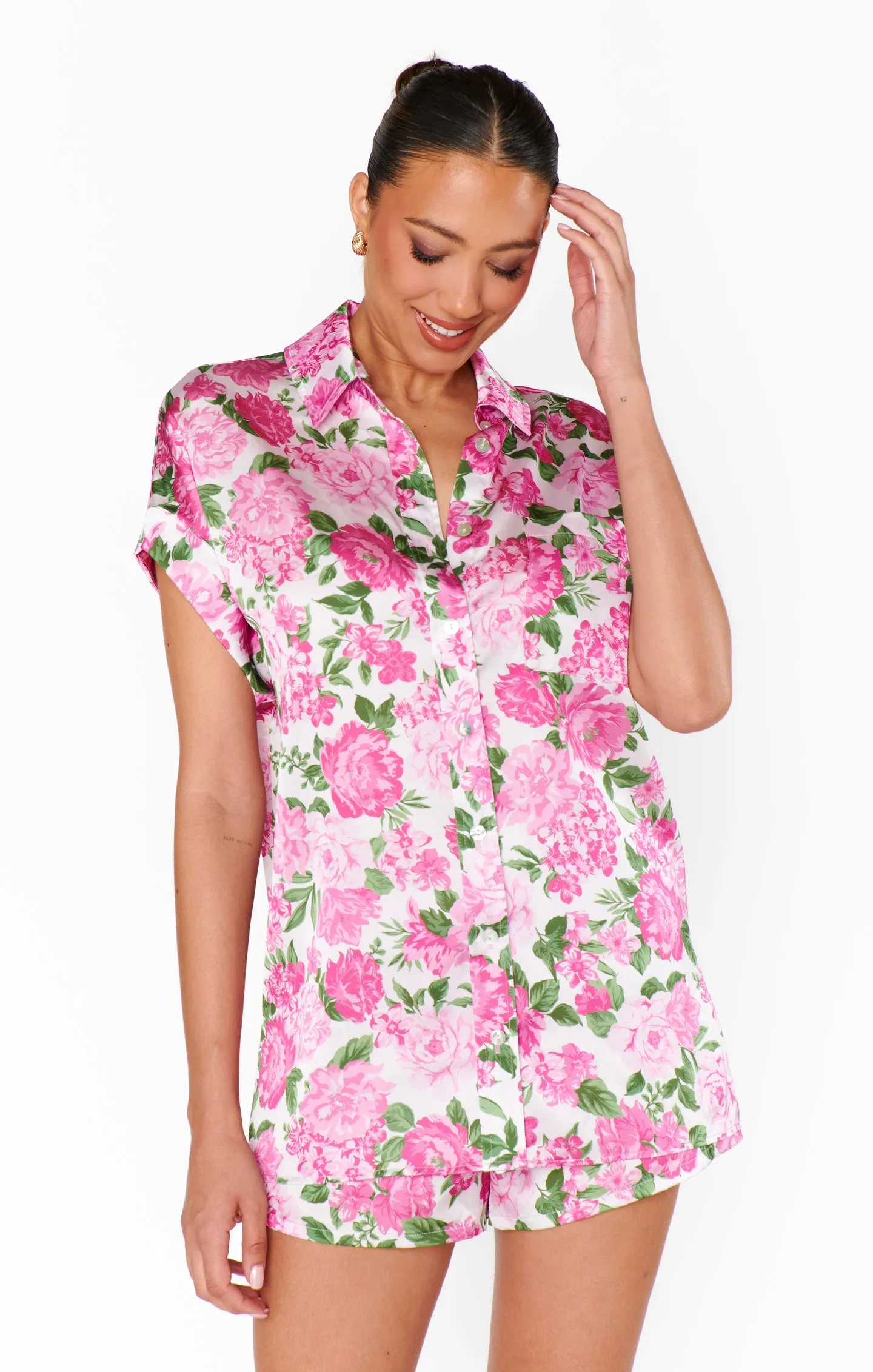 Best Day Button Up ~ Landhausstil Blumenmuster Rosa