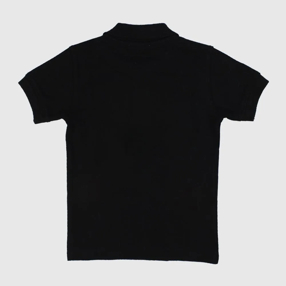 Schwarzes Polo-Shirt mit kurzen Ärmeln
