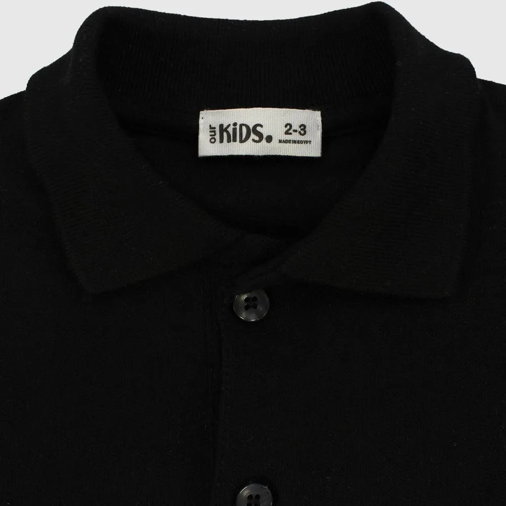 Schwarzes Polo-Shirt mit kurzen Ärmeln