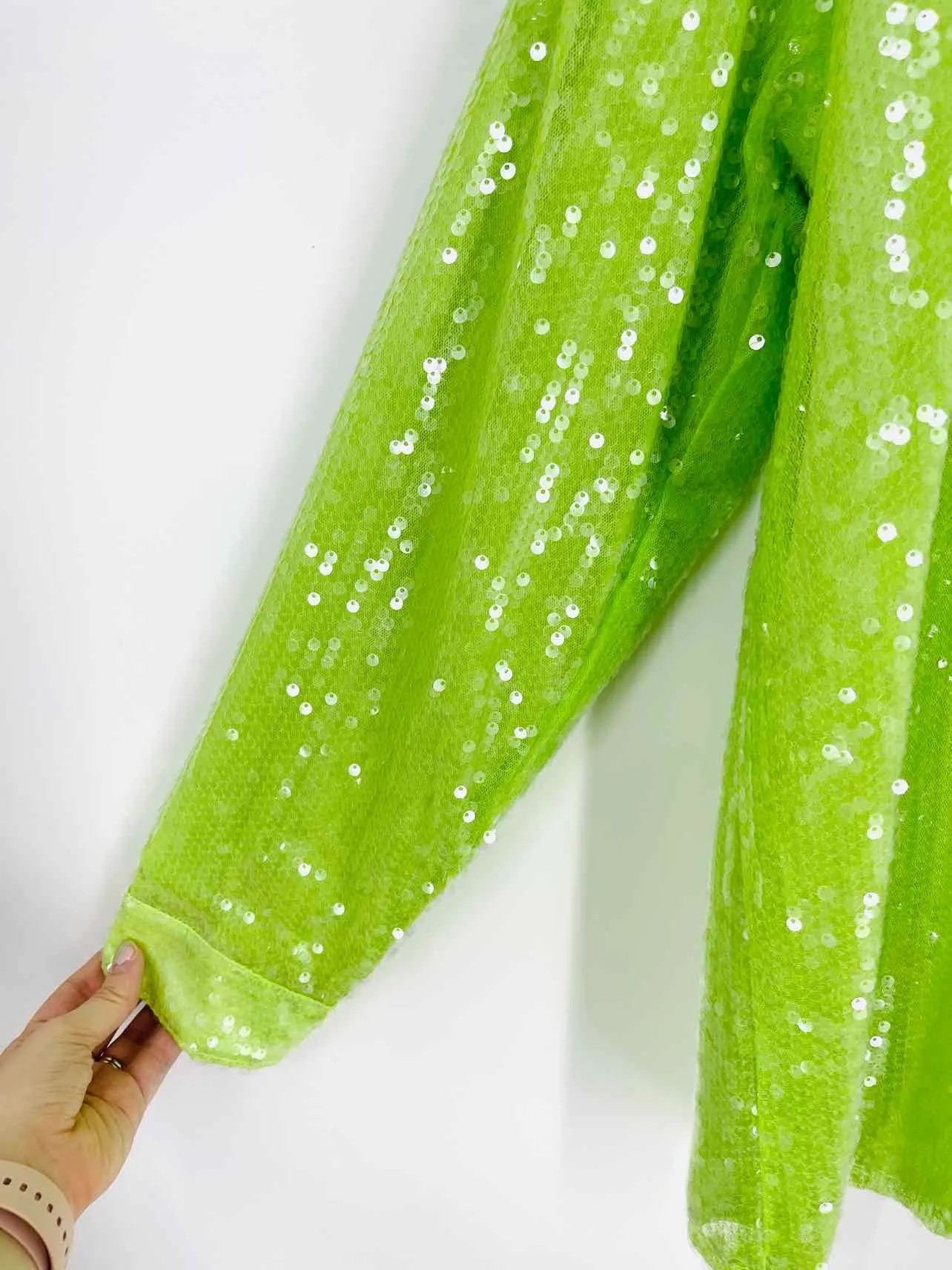 Blue Buttercup Größe L Limettengrün Glitzernd NEU Tops Bluse