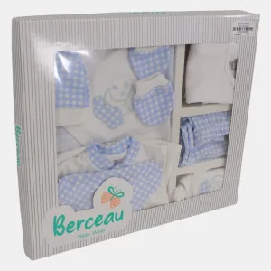 Blaues kariertes 11-teiliges Baby-Layette-Set