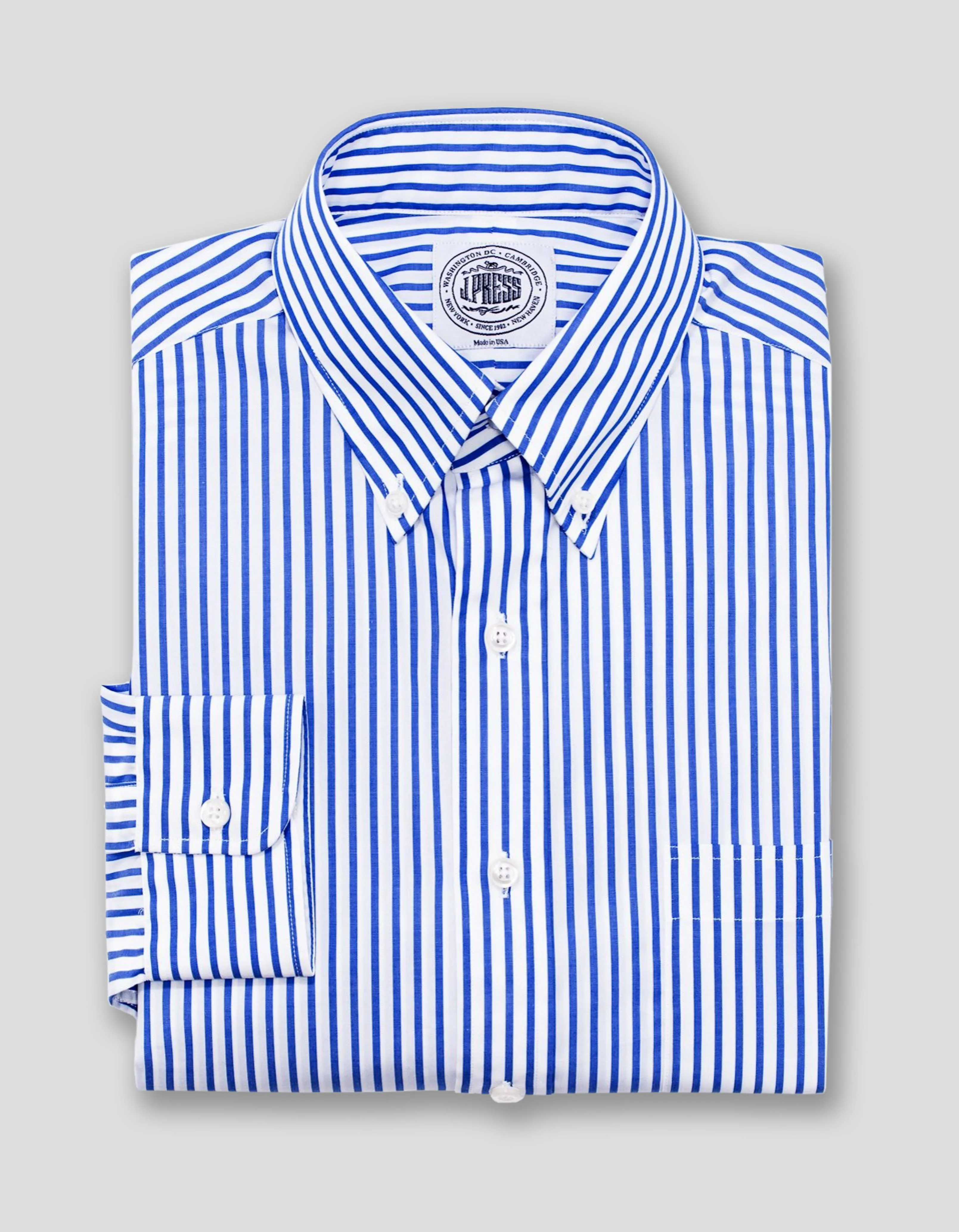 BLAU-WEIßES SCHLACHTERSTREIFEN-BREITWANDHEMD
