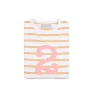 Bob & Blossom: Keks & Weiß Breton Gestreift Rosa Nummer 2 T-Shirt