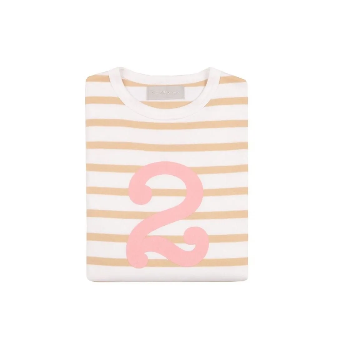 Bob & Blossom: Keks & Weiß Breton Gestreift Rosa Nummer 2 T-Shirt