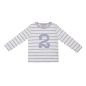 Bob & Blossom: Parma Violett & Weiß Breton Gestreiftes T-Shirt Nummer 2