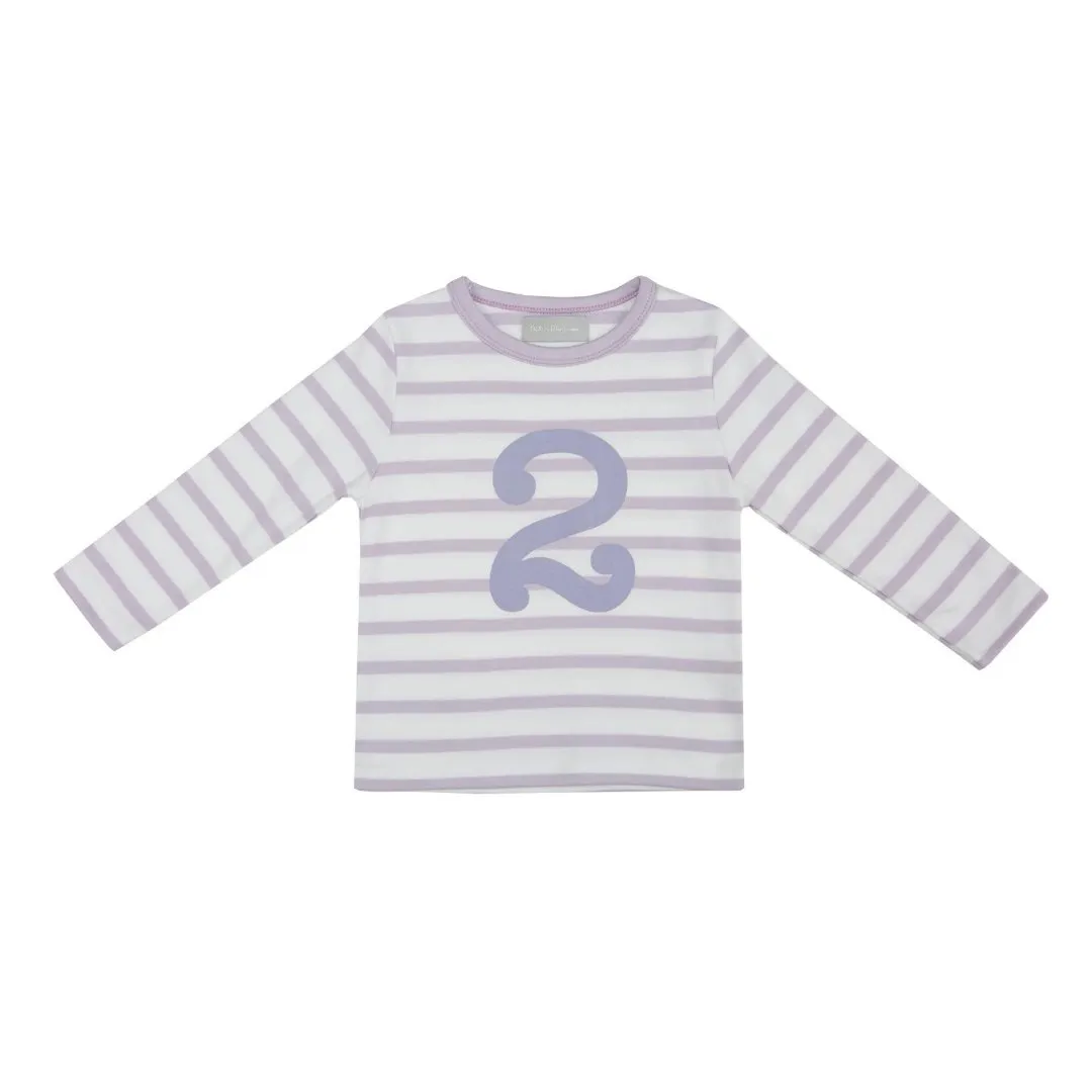 Bob & Blossom: Parma Violett & Weiß Breton Gestreiftes T-Shirt Nummer 2