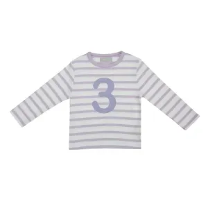 Bob & Blossom: Parma Violett & Weiß Breton Gestreiftes T-Shirt Nummer 3