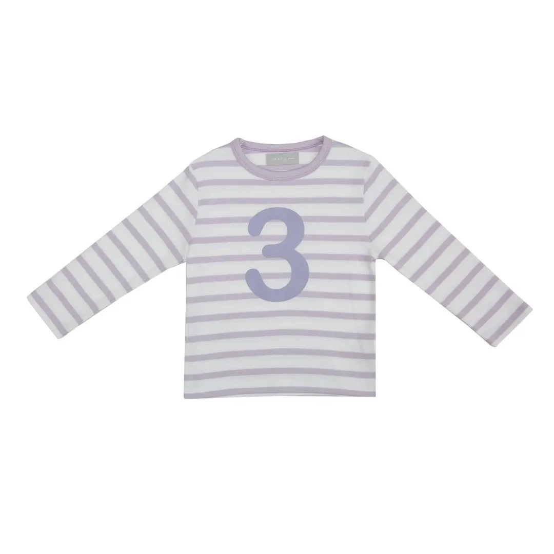Bob & Blossom: Parma Violett & Weiß Breton Gestreiftes T-Shirt Nummer 3