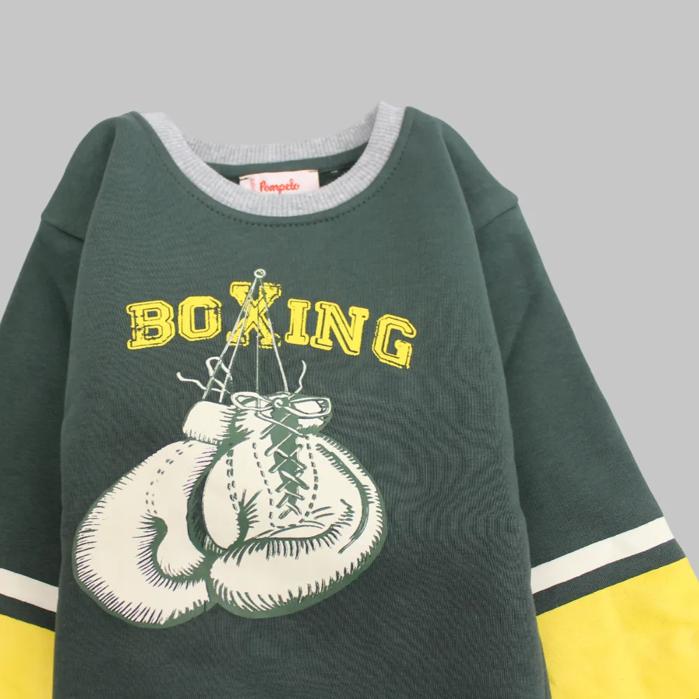 Boxing Dunkelgrünes Langarm-Sweatshirt