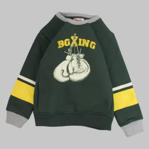 Boxing Dunkelgrünes Langarm-Sweatshirt