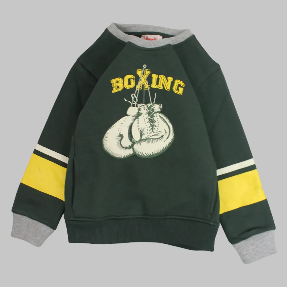 Boxing Dunkelgrünes Langarm-Sweatshirt
