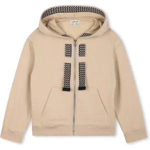 Jungen Beige Curb Logo Reißverschluss Hoodie
