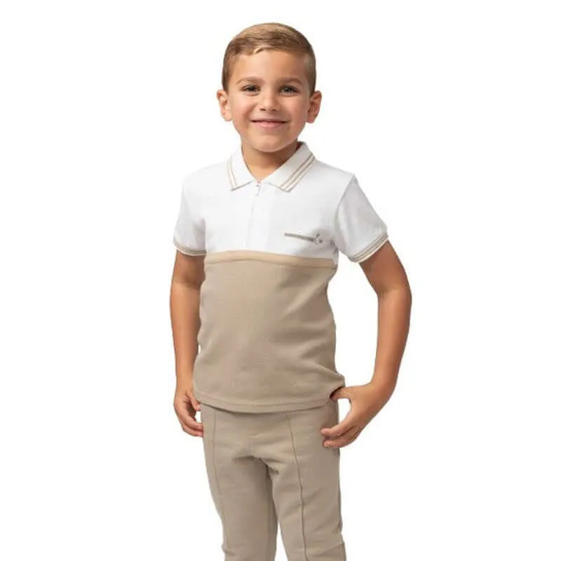Jungen Beige Polo Zip Set