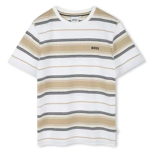 Jungen Beige gestreiftes T-Shirt