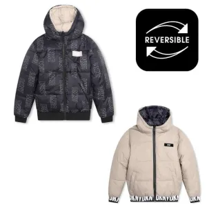 Jungen Schwarz & Beige Reversible Daunenjacke