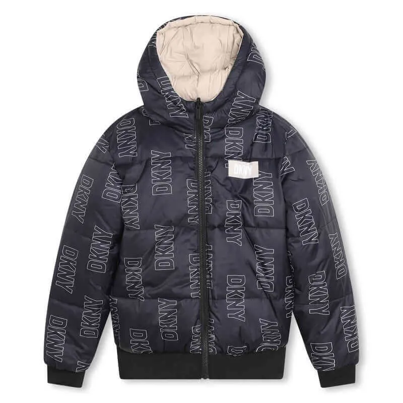 Jungen Schwarz & Beige Reversible Daunenjacke