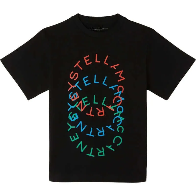 Jungen Schwarzes Baumwoll-Logo T-Shirt