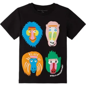 Jungen Schwarzes Baumwoll-Affen T-Shirt