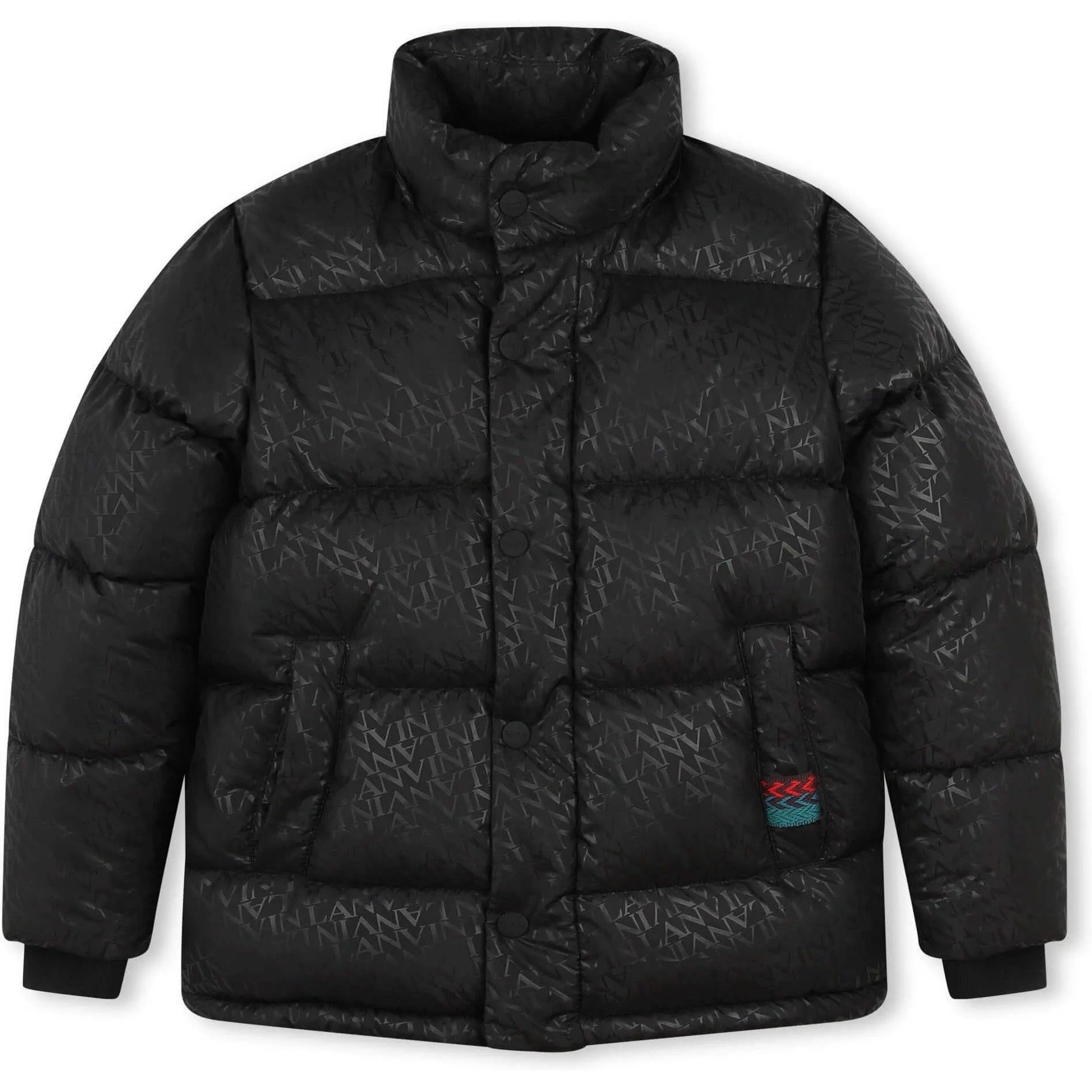 Jungen Schwarzer Curb-Detail Puffer-Mantel