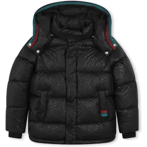 Jungen Schwarzer Curb-Detail Puffer-Mantel