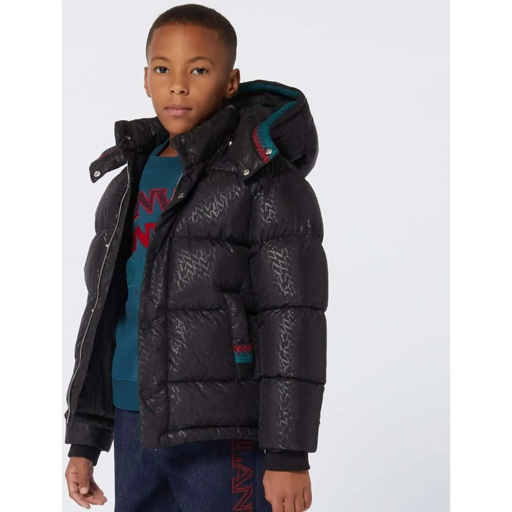 Jungen Schwarzer Curb-Detail Puffer-Mantel