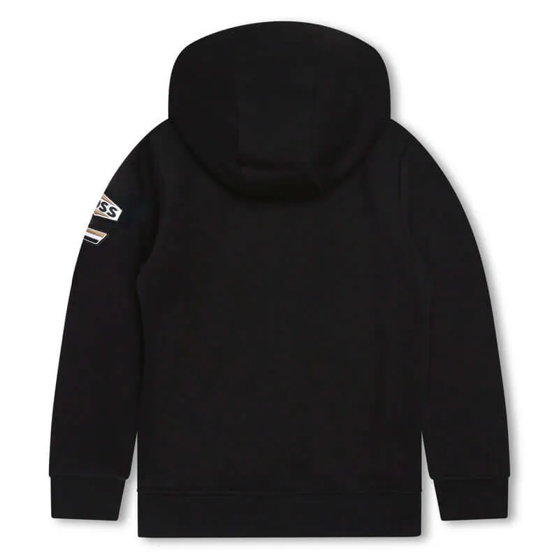 Jungen Kapuzenjacke mit schwarzem Logo-Abzeichen