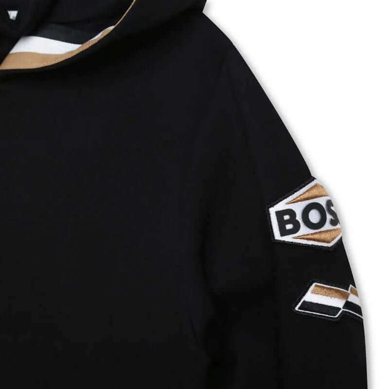 Jungen Kapuzenjacke mit schwarzem Logo-Abzeichen
