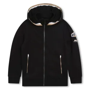 Jungen Kapuzenjacke mit schwarzem Logo-Abzeichen