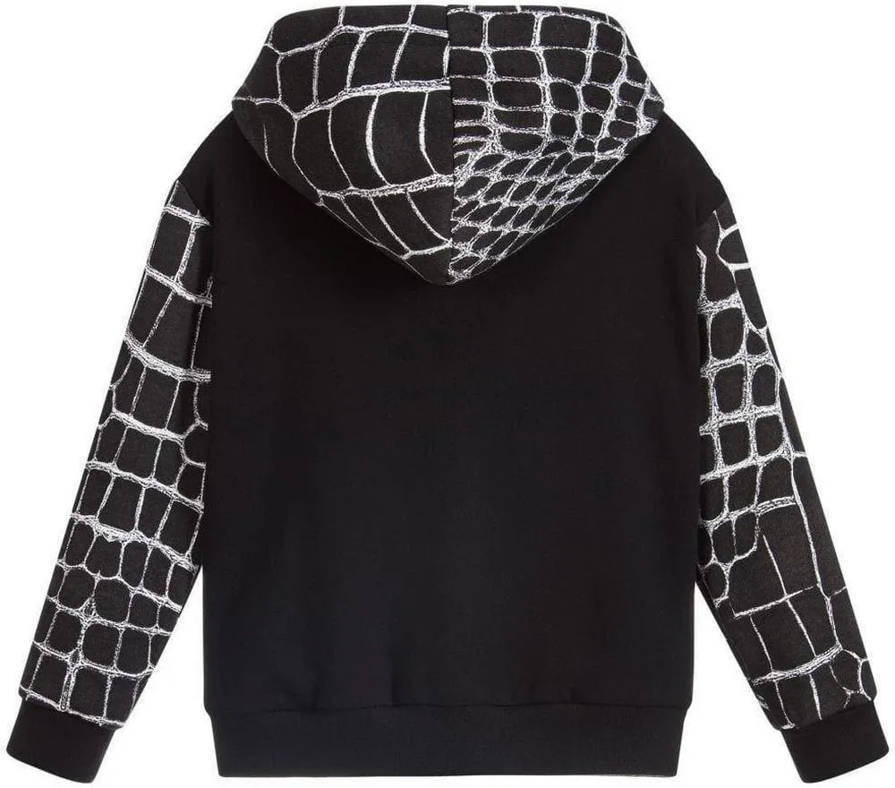 Jungen Schwarze Langarm Kapuzenjacke