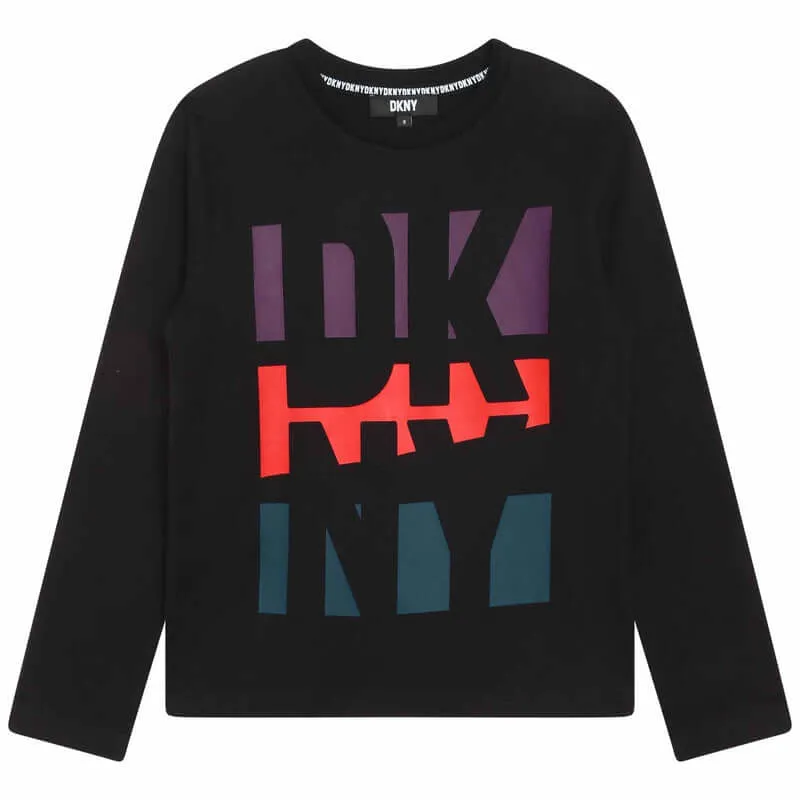 Jungen Schwarzes Langarm T-Shirt