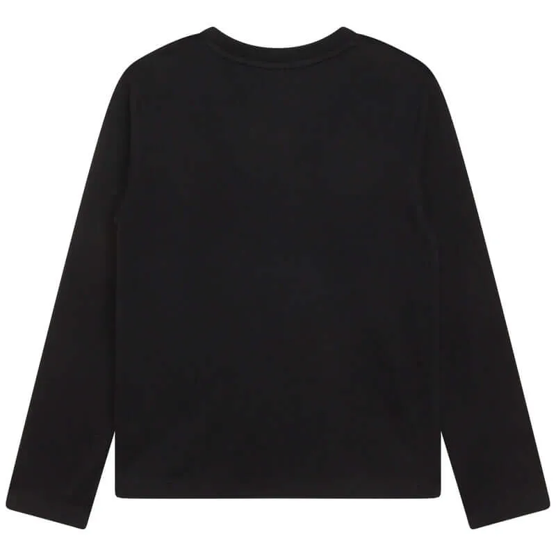 Jungen Schwarzes Langarm T-Shirt