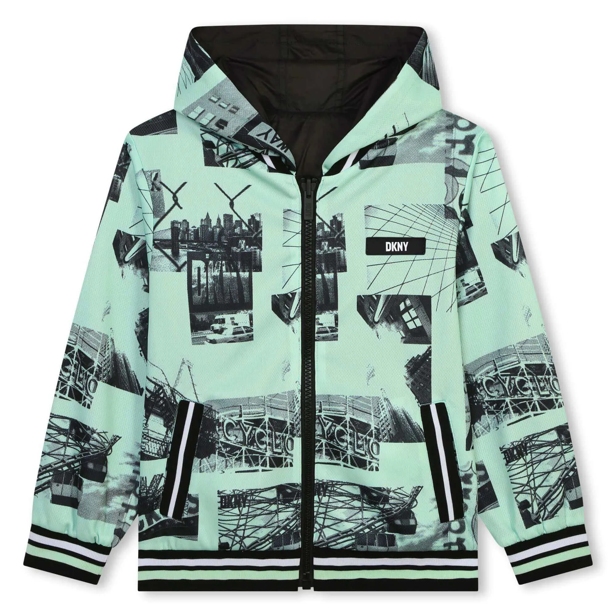 Jungen Schwarz Reversible Reißverschluss Jacke