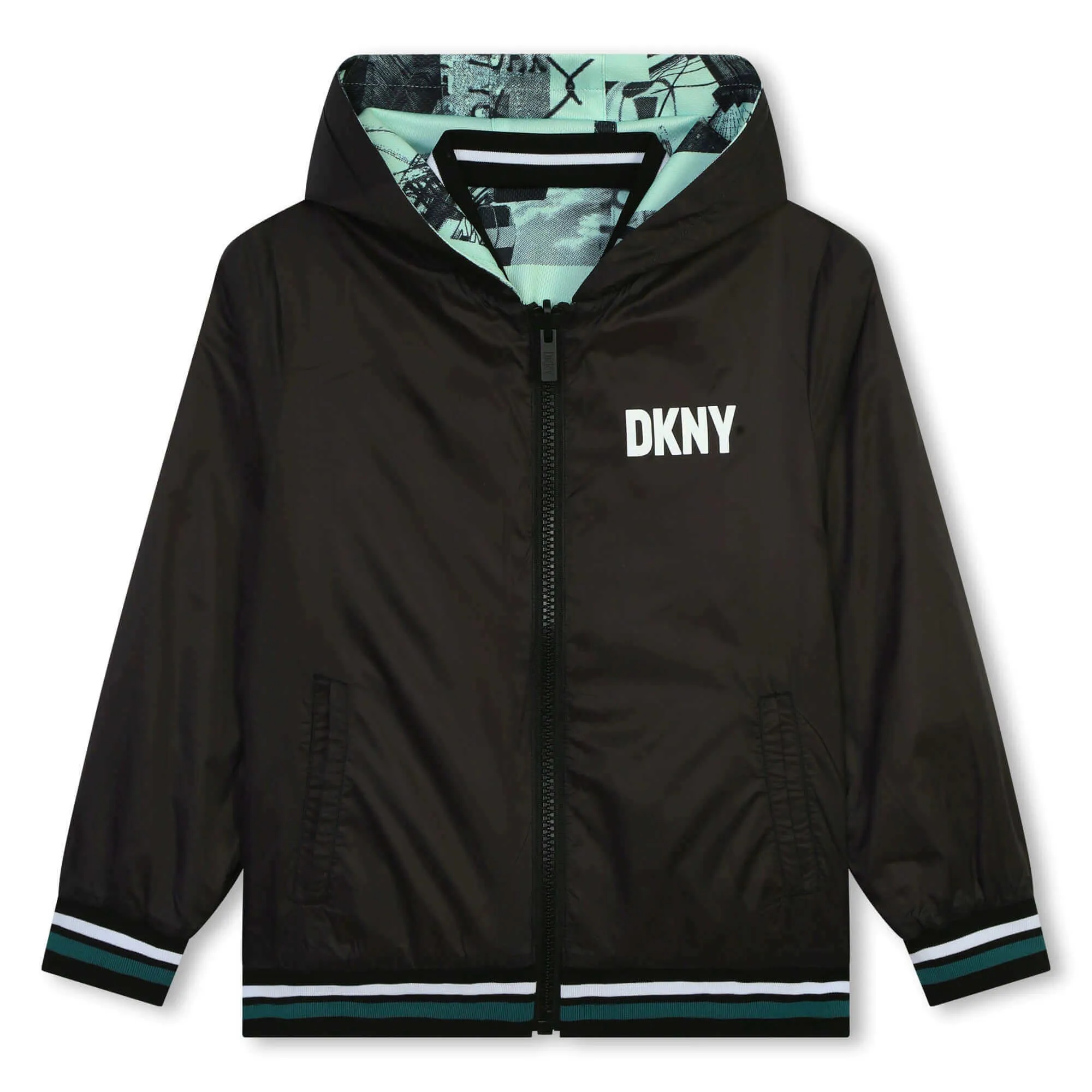 Jungen Schwarz Reversible Reißverschluss Jacke